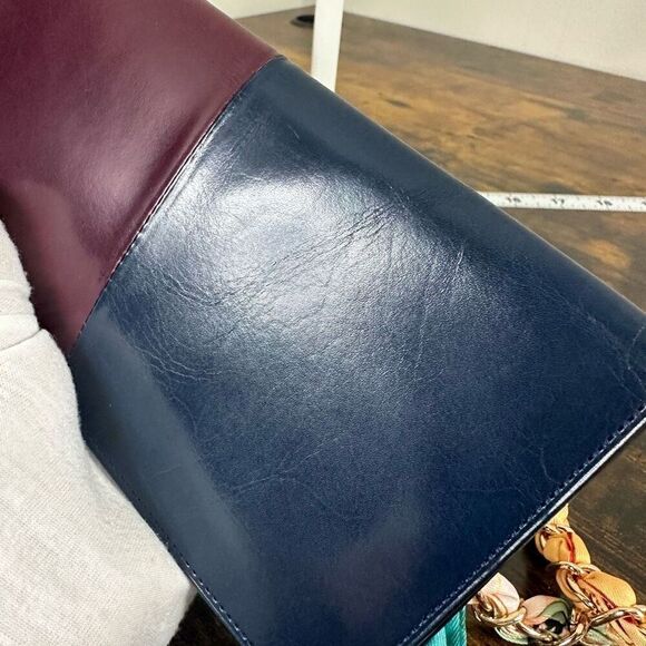 Yves Saint Laurent YSL Vintage Multicolor Two-Tone Long Wallet W/ Added Crossbod - Picture 6 of 16